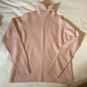 Vintage cashmere dainty feminine Pink Turtleneck Sweater